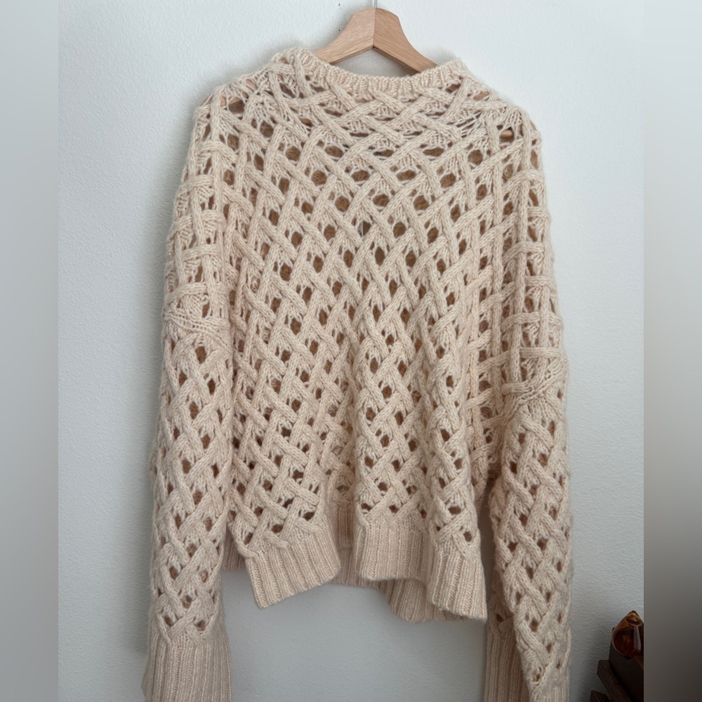 J. Crew Open Knit Sweater in Cream